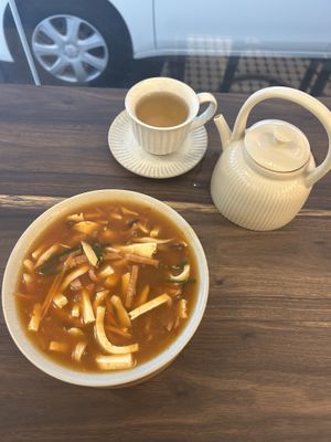 Huge portion of yummy hot & sour soup (absolutely filling) and detox herbal tea  at The Daun in Bandar Seri Begawan