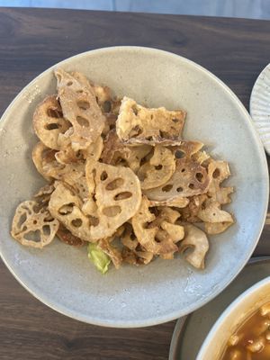 Freshly made lotus root chips   at The Daun in Bandar Seri Begawan