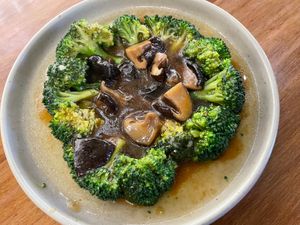 Broccoli with mushroom  at The Daun in Bandar Seri Begawan