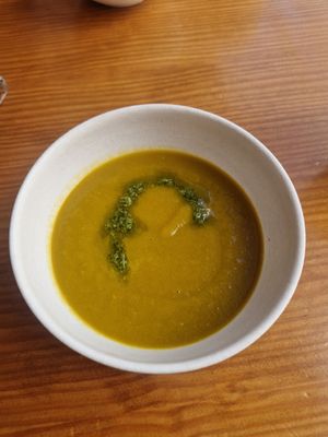 Carrot and leek soup at Sol Cozinha Vegetariana in Portimao