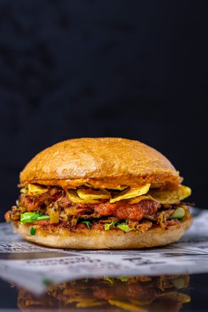 Spicy El Pastor Burger at SIGGIS v/gan burger & co in Munich