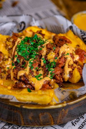 Loaded Cheese Fries at SIGGIS v/gan burger & co in Munich