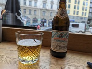 Not the most comforting beer... at SIGGIS v/gan burger & co in Munich