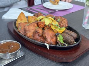 Vegan starter platter (XL!)  at Veg Darbar in Birmingham
