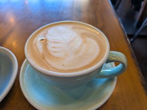 Salted caramel latte with oat at Cafe Liv in Ypsilanti