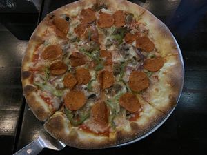 Supreme vegan pizza at Slice of Vegas Pizza in Las Vegas