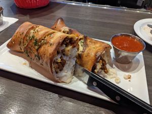 Vegan stromboli at Slice of Vegas Pizza in Las Vegas