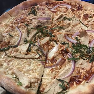 BBQ chick'n pizza at Slice of Vegas Pizza in Las Vegas