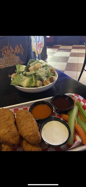 Chicken fingers and Cesar salad   at Slice of Vegas Pizza in Las Vegas