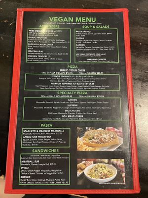 Vegan Menu!  at Slice of Vegas Pizza in Las Vegas