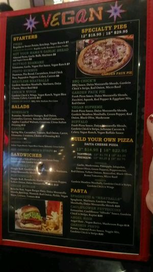 vegan menu at Slice of Vegas Pizza in Las Vegas