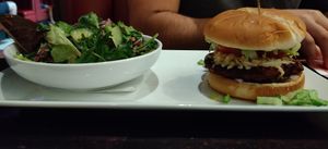 Vegan burger at Slice of Vegas Pizza in Las Vegas