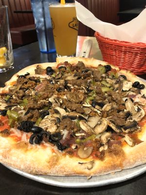 Supreme pizza at Slice of Vegas Pizza in Las Vegas