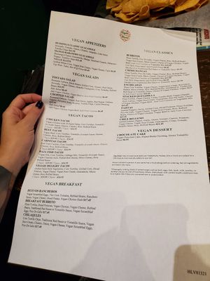 Huge vegan menu! at Hussong's Cantina - Mandalay Bay Shoppes in Las Vegas