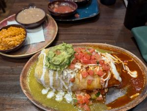 Vegan chicken burrito Cali style at Hussong's Cantina - Mandalay Bay Shoppes in Las Vegas