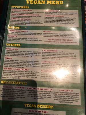 Vegan menu at Hussong's Cantina - Mandalay Bay Shoppes in Las Vegas