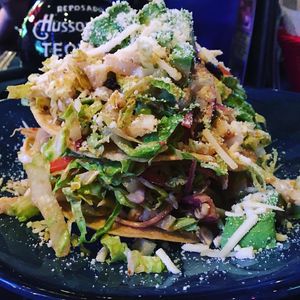 Vegan Tostada Salad with delicious jalapeño vinaigrette at Hussong's Cantina - Mandalay Bay Shoppes in Las Vegas