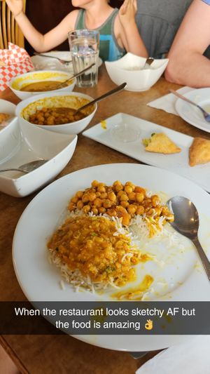 Lentil dal tanka and Chana masala at Sam's Kitchen in Drumheller
