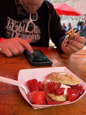 Strawberry shortcake (don’t skip dessert)  at Vegan Pizza Land in Easthampton