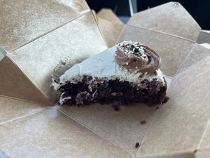 Chocolate Cake w/ Tahini Buttercream  at Vegan Pizza Land in Easthampton