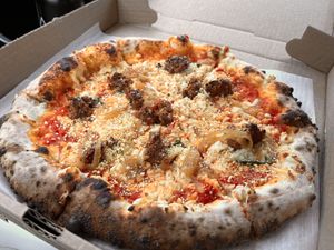Vegan Meatball Pizza  at Vegan Pizza Land in Easthampton