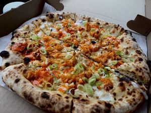 Buffalo Cauliflower Pizza  at Vegan Pizza Land in Easthampton