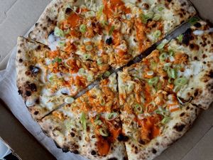 Buffalo Cauliflower Pizza  at Vegan Pizza Land in Easthampton
