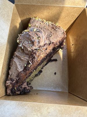 dubai chocolate cake from @veganbakies  at Vegan Pizza Land in Easthampton