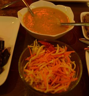 Carrot Salad, Soup at Samadeva in St Petersburg
