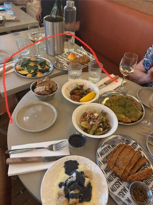 Squeezed in a corner- the line shows our takeover of the next table (thankfully unoccupied )  at Maslow in Paris