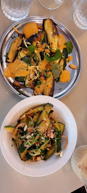 Cucumber and zucchini dishes. at Maslow in Paris