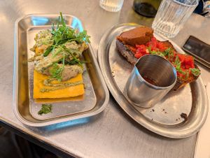 socca artichaut and pan con tomate at Maslow in Paris