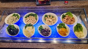 hot pot ingredients at Green Eats in Hangzhou