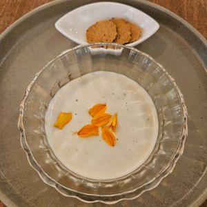 Rawbster bisque cappuccino (private dining) at Yu Dei 余地 in Kowloon