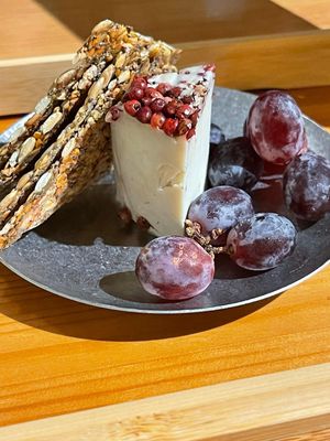 Vegan cheese with seeds crackers   at Yu Dei 余地 in Kowloon