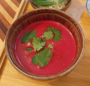 Beetroot, lime & lemongrass soup at Yu Dei 余地 in Kowloon