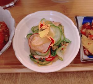 Pineapple & red radish, baby cucumber, chili, lime & fresh cilantro ceviche at Yu Dei 余地 in Kowloon