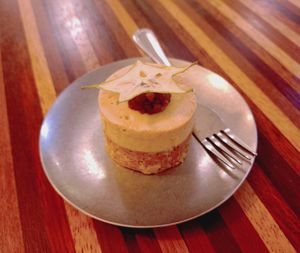 Raw Carrot Cake with cardamon cream and spiced sauce at Yu Dei 余地 in Kowloon