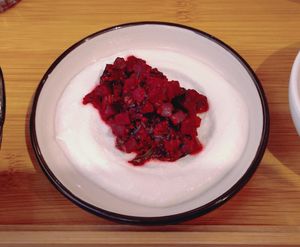 Beetroot tartare with celery and capers at Yu Dei 余地 in Kowloon