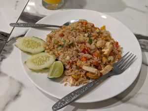 Vegetarian fried rice (ask for no egg) at All Meals Sawasdee in Bangkok