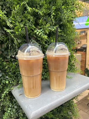 Iced americanos with soy milk   at Delizie Siciliane in Sliema