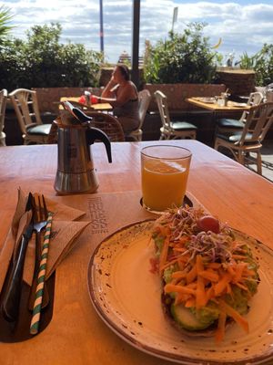 Vegan sandwich and orange juice at Madness Coffee Benidorm in Benidorm