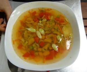 Vegetables soup at Le Orchid V Noir in Berlin