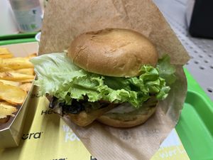 Fish burger  at Plant Bun in Turin