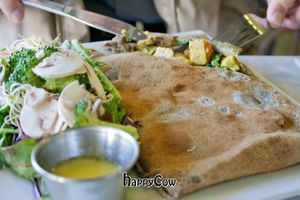 Breakfast Crepe with Tempeh and side salad at LA Vegan Crepe in Los Angeles