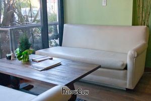 Sofa you can sit on to drink coffee, eat crepes, and decadent desserts.   at LA Vegan Crepe in Los Angeles