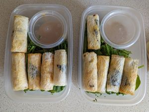 Rice rolls I cooked in the air fryer at Itsu in Nottingham