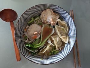 Goyza vegetable dumpling for my ramen at Itsu in Nottingham