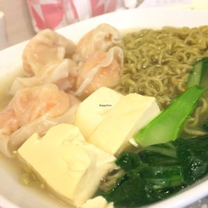 Mashed potato, Tomato, Sweet Corn Dumplings with Organic Tofu and Thai noodles  at Veggie Mama in Kowloon