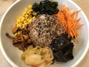 Korean mixed veggie rice at Veggie Mama in Kowloon